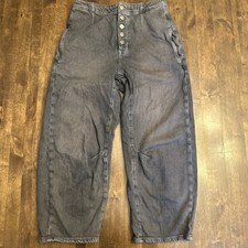 We The Free Osaka Mid Rise Barrel Leg Jeans Button Fly Size 27 Denim READ
