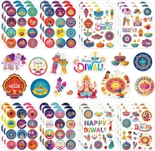 24 Sheets Diwali Stickers Happy Diwali Stickers Decorations, Festival of Lights