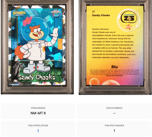 2025 Topps Chrome SpongeBob - Sandy Cheeks Nightshift SP (~/25) PSA 8 - Pop 1!