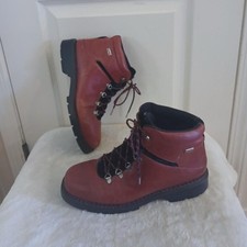 Vintage Sorel Red Leather Lace-Up Hiking Ankle Boots 10 Mountaineering Gorpcore