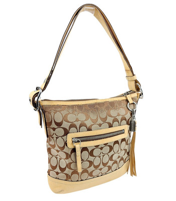 Coach Signature Monogram Umhängetasche Damen mittelbraun Jacquard Leder