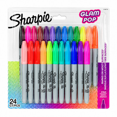 Sharpie Glam Pop Permanent Marker Stifte feine Spitze verschiedene Farben 24er Pack Neu in OVP