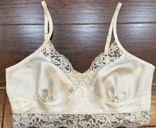 vtg Victoria's secret lingerie 80s gold label Ivory Satin Lace Bralette/ Top M
