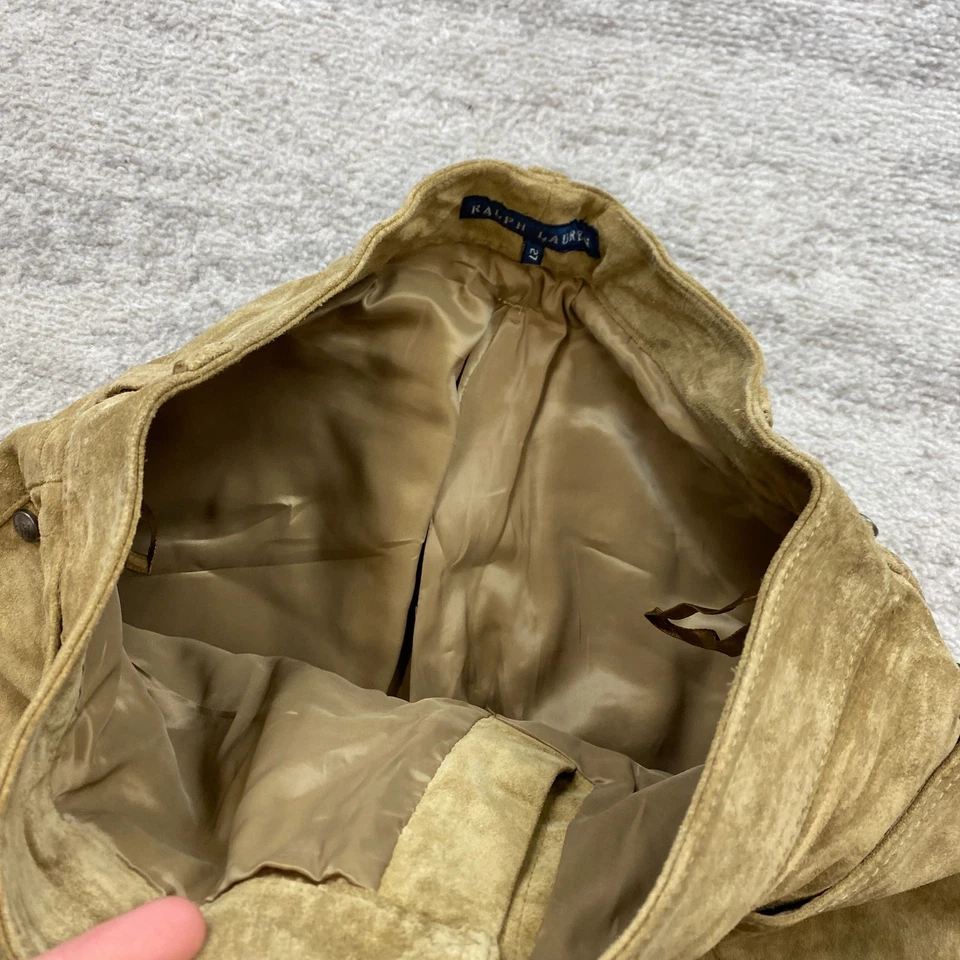Vintage Ralph Lauren Leather Seude Pants Ladies 27 Brown Womens 27x34 80s 90s - Image 4 of 4