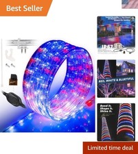 1116LEDs 100ft LED Patriotic American Red White Blue Outside Rope Lights, Ou...