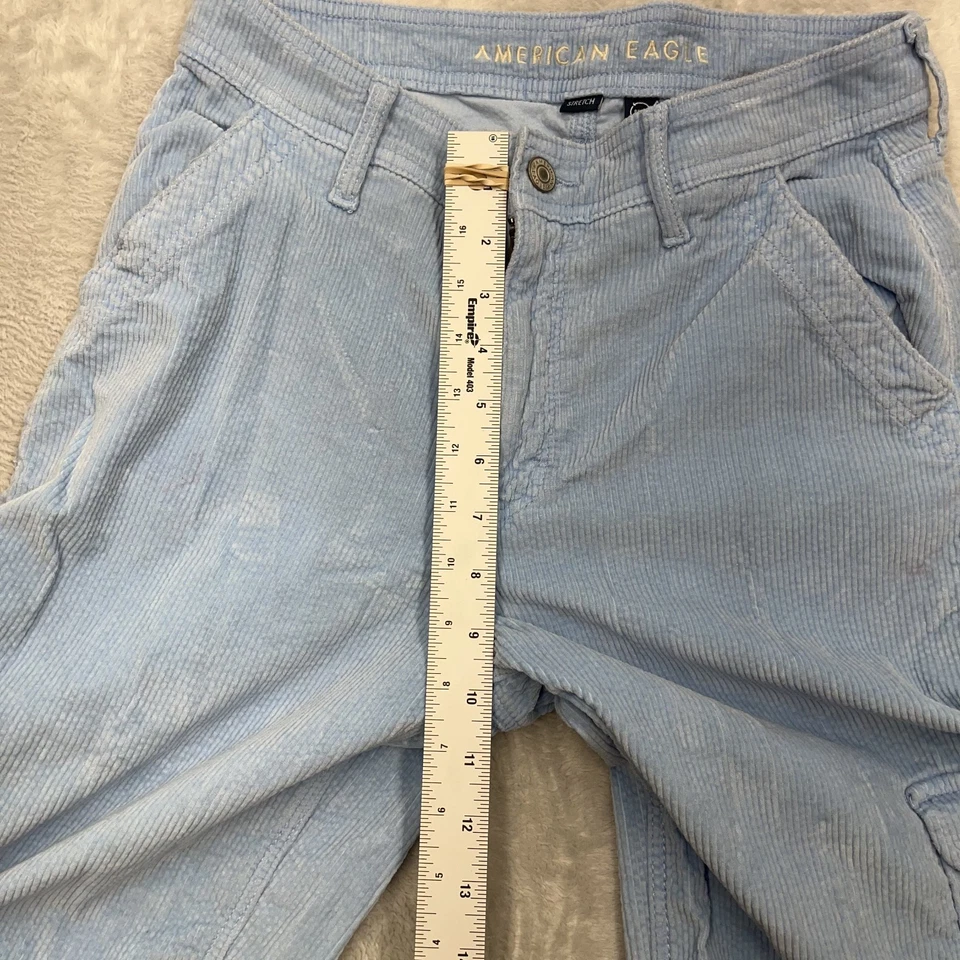 Женские вельветовые брюки American Eagle размер 6 (30x30) синие широкие штанины мешковатые - Изображение 4 из 4