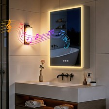 Smart LED Bathroom Mirror Cabinet w Shaver Socket Storage/Demister/Sensor Switch