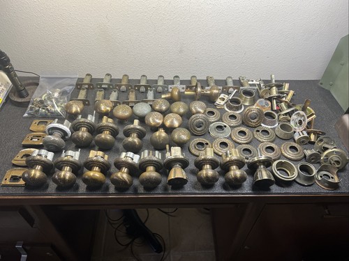 Vtg Lot Weslock #800  FB-FB BRONZE CRACKLE interior Door Hardware Knobs 70s 80s