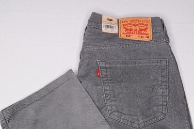NWT LEVI'S 511 RED TAB 33x32 Men's 5-Pocket Corduroy Pants Gray