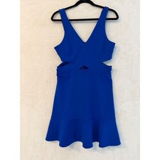 Express Royal Blue Cutout Ruffle Hem Mini Dress Sleeveless V-Neck Size M