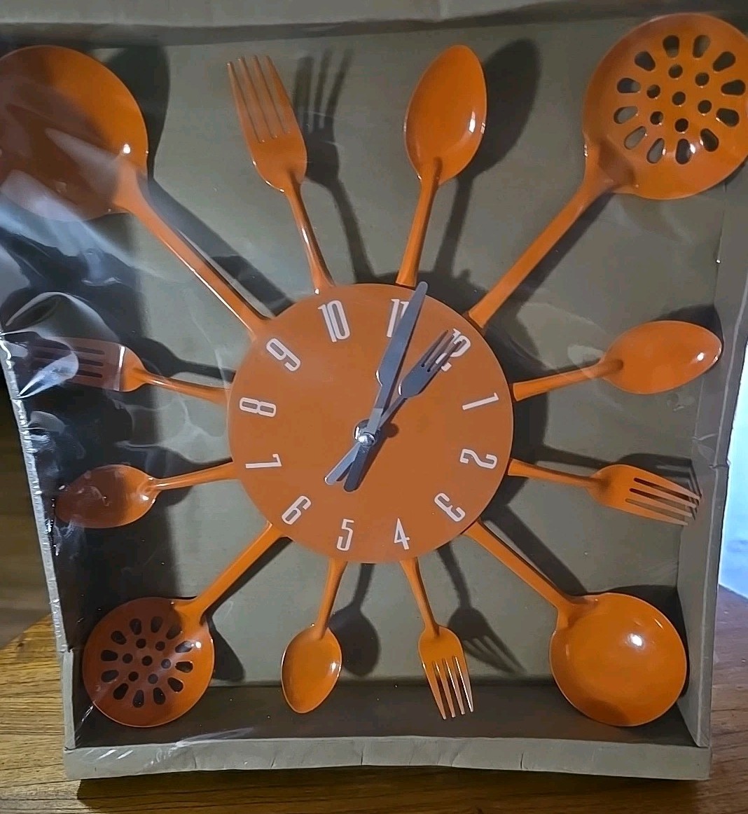 NEW - Unopened Orange Cutlery Wall Clock