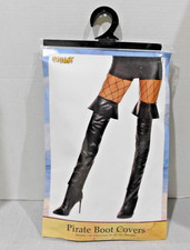 Boot Covers Black Halloween Accessory Women Pirate 14 Brand New