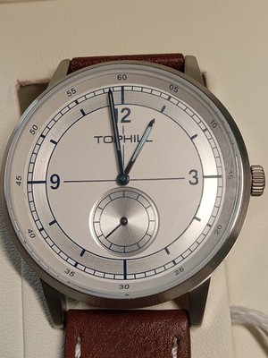 Men Tophill White Sector Dial Small Seconds Hand 40mm SS Sapphire Lens Watch