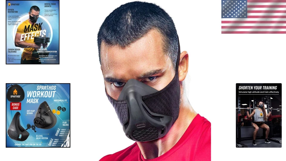 Máscara de Entrenamiento de Alta Altitud para Gimnasio y Cardio Fitness con Niveles Ajustables Foto 2 de 4