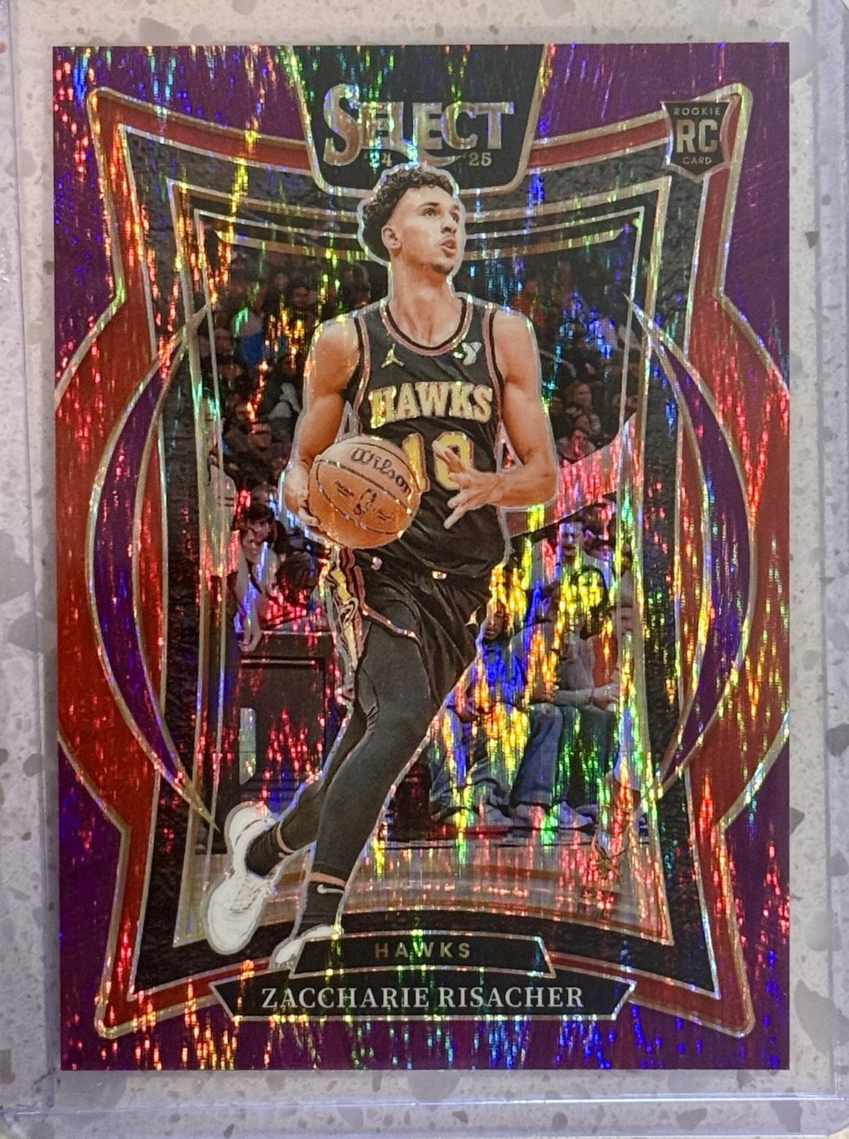 2024-25 Panini Select - Zaccharie Risacher #86 Purple Flash Prizm /249 (RC)