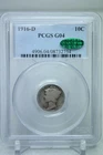 1916-D Mercury Dime 10C PCGS G 04 Green CAC #2754