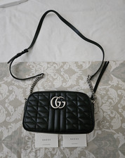 Gucci Black Quilted Shoulder Bag with Chain S...