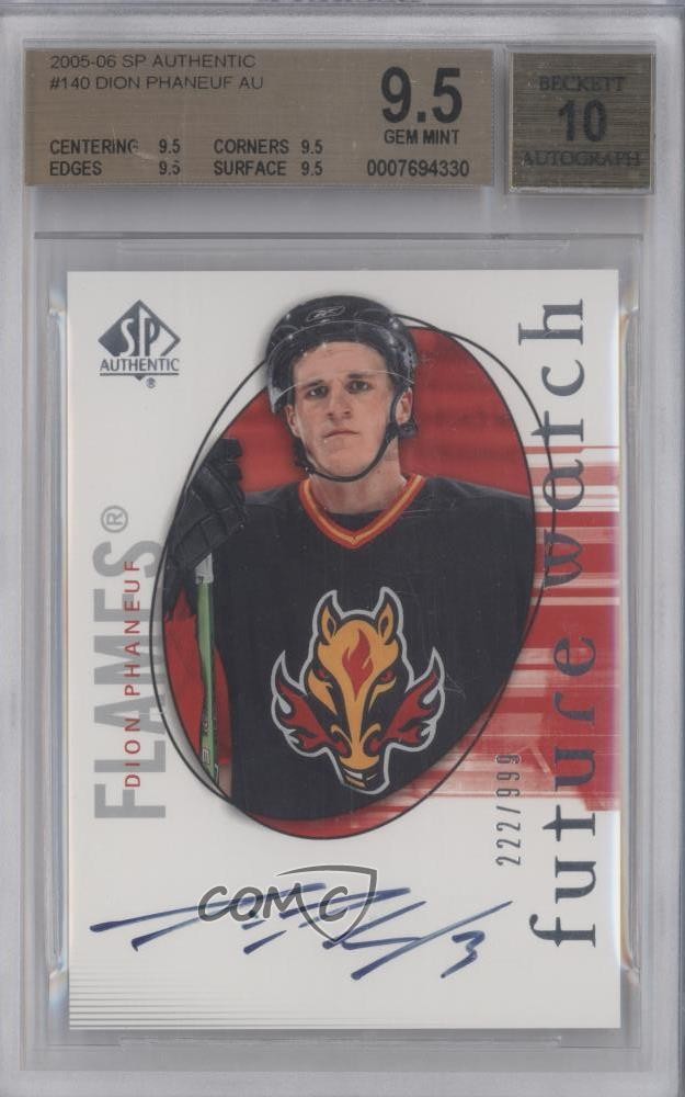 2005 SP Authentic Future Watch /999 Dion Phaneuf #140 BGS 9.5 GEM MINT Auto 0a1