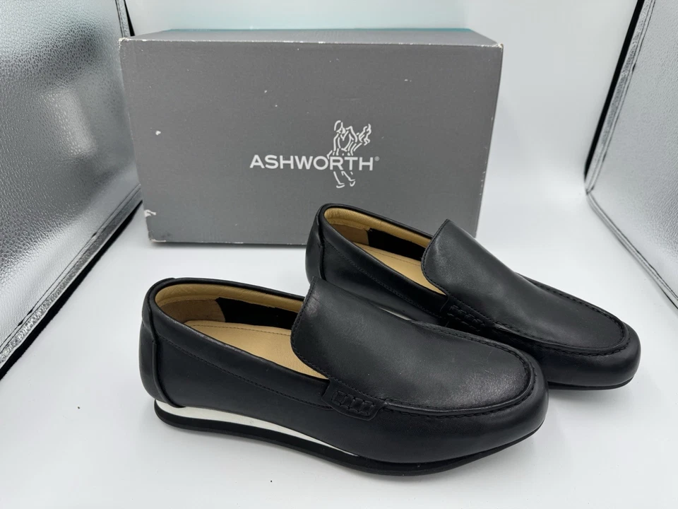 Nuevos zapatos de golf Ashworth Encinitas negros blancos talla 8,5 para hombre $140 G54173 Foto 3 de 4