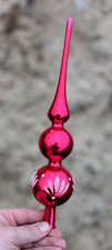 Vintage Glass Christmas Tree Ornament Topper - USSR Soviet New Year Decoration