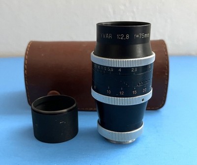 Bolex H16 Lens - Kern-Paillard Switar Yvar 75mm f/2.8 AR C Mount w/Hood & Case