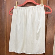 Vanity Fair Ivory Nylon Half Slip with Lace Trim