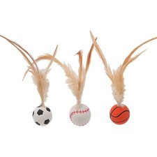 3pcs Cat Bouncy Ball With Feather Bouncy Tails Cat Toys for Indoor Dog Pet Toys