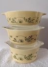 Vtg. PYREX Green Vines 3 Pcs. SHENANDOAH BAKE, SERVE, STORE 2 Lids 471 472 473-B