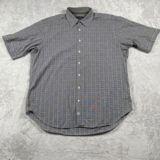 BUGATCHI UOMO Mens Short Sleeve Plaid Dress Shirt XXL