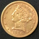 1886 $5 Liberty Head Gold Half Eagle - US Gold Coing