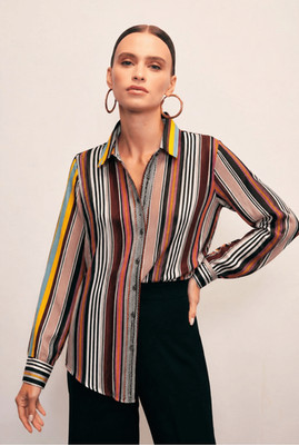 Tory Burch silk striped button down , Sz 4, $365 C29