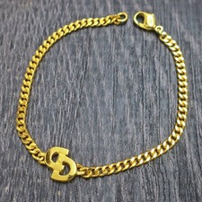 Christian Dior Gold Plated CD Logo Charm Chain Bracelet 1106c Rise-on