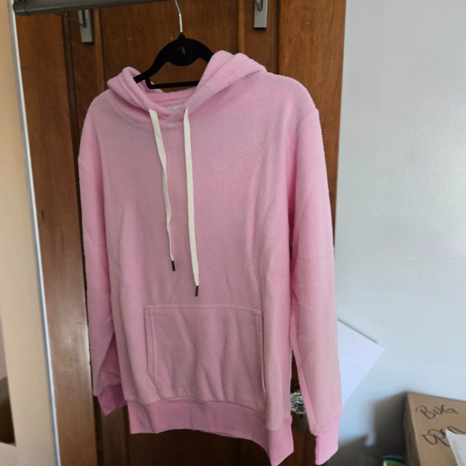 Feat Unisex Pink Hoodie Sweatshirt Cozy Pullover Kangaroo Pocket Small NWT