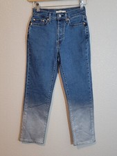 Levi  s Wedgie Straight Jeans Womens 27 Button Fly High Rise Stretch Blue Denim