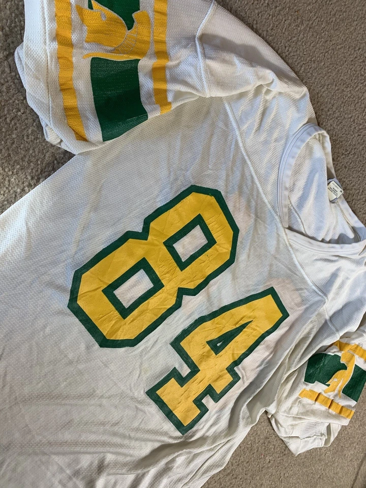 Camiseta deportiva de fútbol americano vintage rara BIKE ATLETICA dorada blanca Spartans para hombre talla L Foto 2 de 4