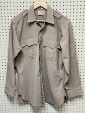 Vintage Elbeco Button Down Work Uniform Shirt Mens Tan Cop Top 16 34