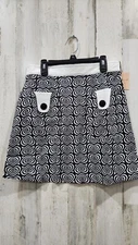 SMAK PARLOUR Black & White Hypnotic Heart Mini Skirt**Size LARGE**Lovely**NWT**