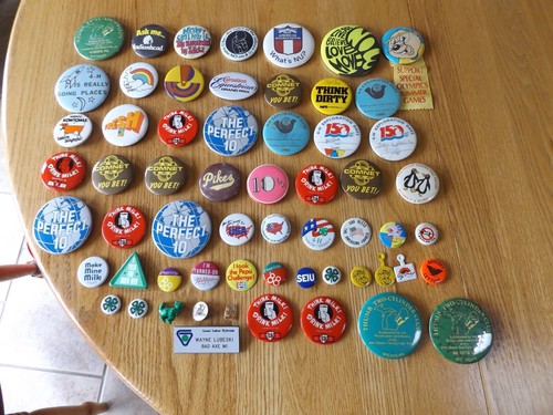 Vintage 60 Stk. Verschiedene verwandte Pin Buttons, - Bild 1 von 5