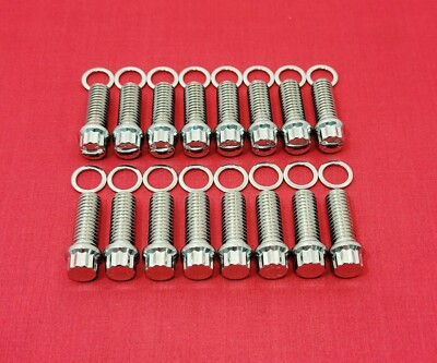 ARP GRADE 8 POLISHED STAINLESS STEEL 12 POINT HEADER (16) BOLTS KIT SET 3/8