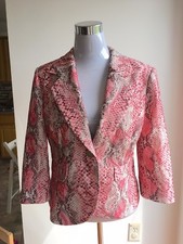 White European Designer Snake Red Pink Brown Blazer Suit Jacket Coat 44 / L Nwt