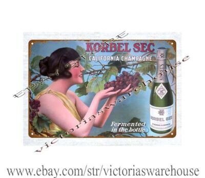 1920s Korbel Sec. California Champagne Fermented in the bottle metal tin sign