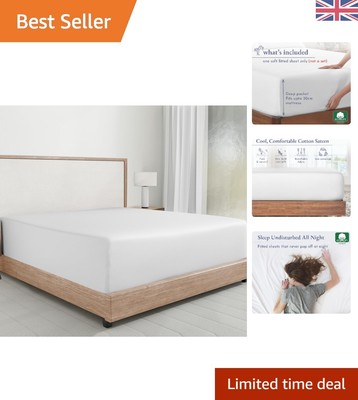 Nur Doppel Spannbettlaken - Weiche 100% Baumwolle Bettwäsche, Satin, Tiefe Tasche mit...