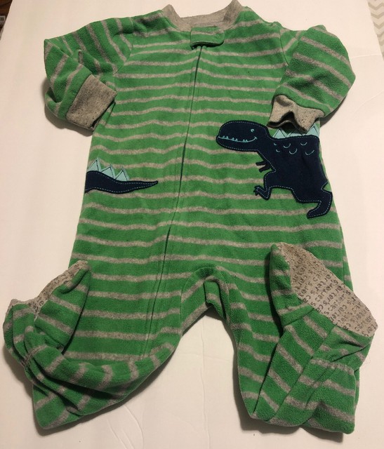 Carters Baby Boy 12 Month Fleece Zip Up Footed Pajamas Dinosaur Green & Gray eBay