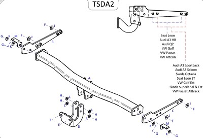 Towtrust Fixed Flange Automotive Towbar For Audi A3 Saloon 2020-Onwards