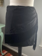 Black fringe mini skirt, zip up, Forever 21, Medium Size