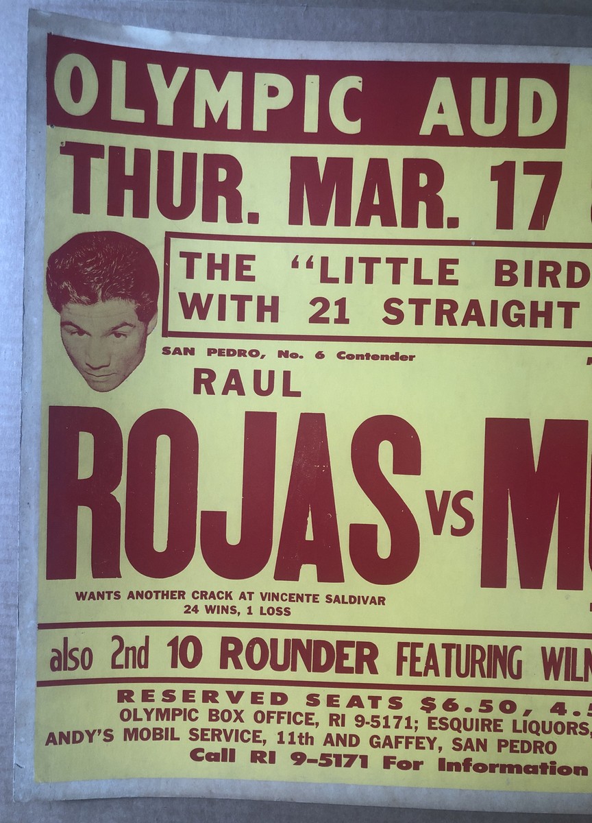 Rojas vs Moreno Vintage Boxing Poster Original Promo Display 1966