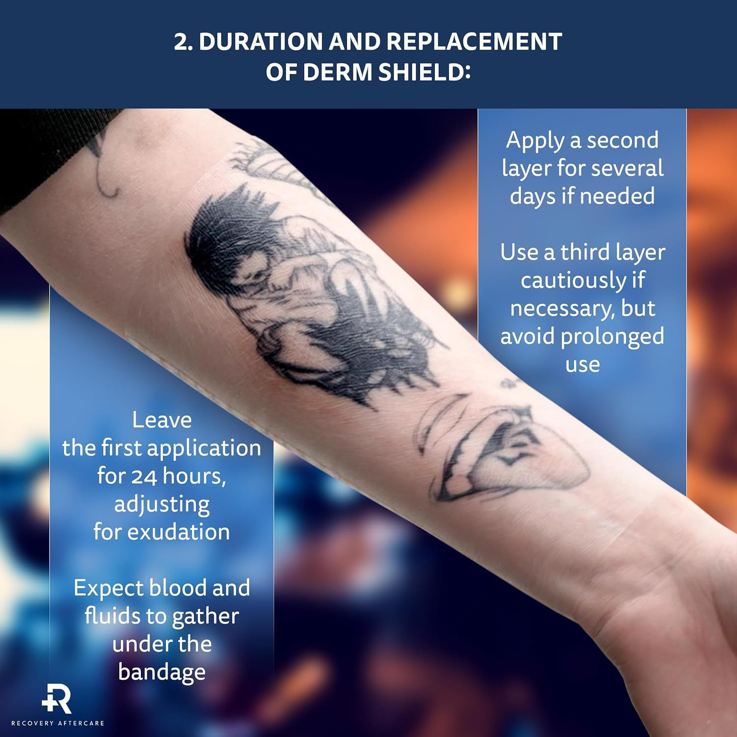 Recovery Derm Shield Tattoo Aftercare Bandage - Transparent, Waterproof Adhesive