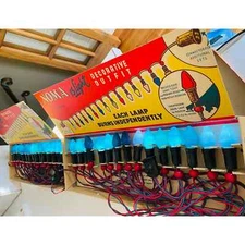 1940s Noma 15 Light Christmas Lights Mazda Lamps TWO Sets 120V Beads Blue 