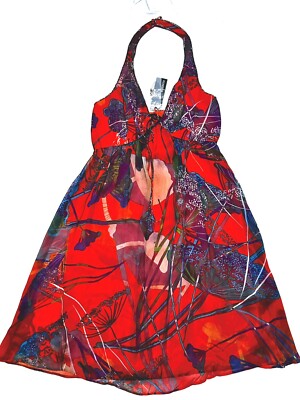 NWT REVOLVE￼ SEDUCE ME DRESS 100% SILK BEADED EMBELLISHED HALTER PLUNGING Sz 4
