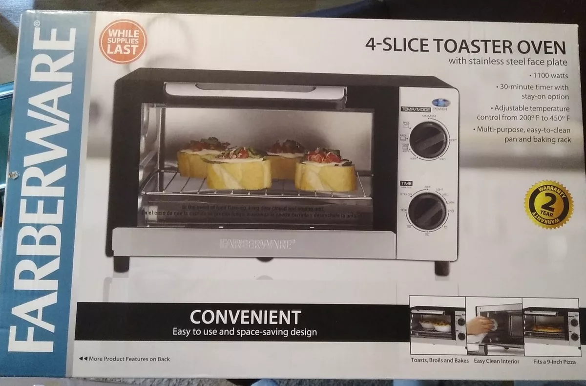 Farberware Stainless Steel Dual Control Digital 4 Slice Touchscreen Toaster  New